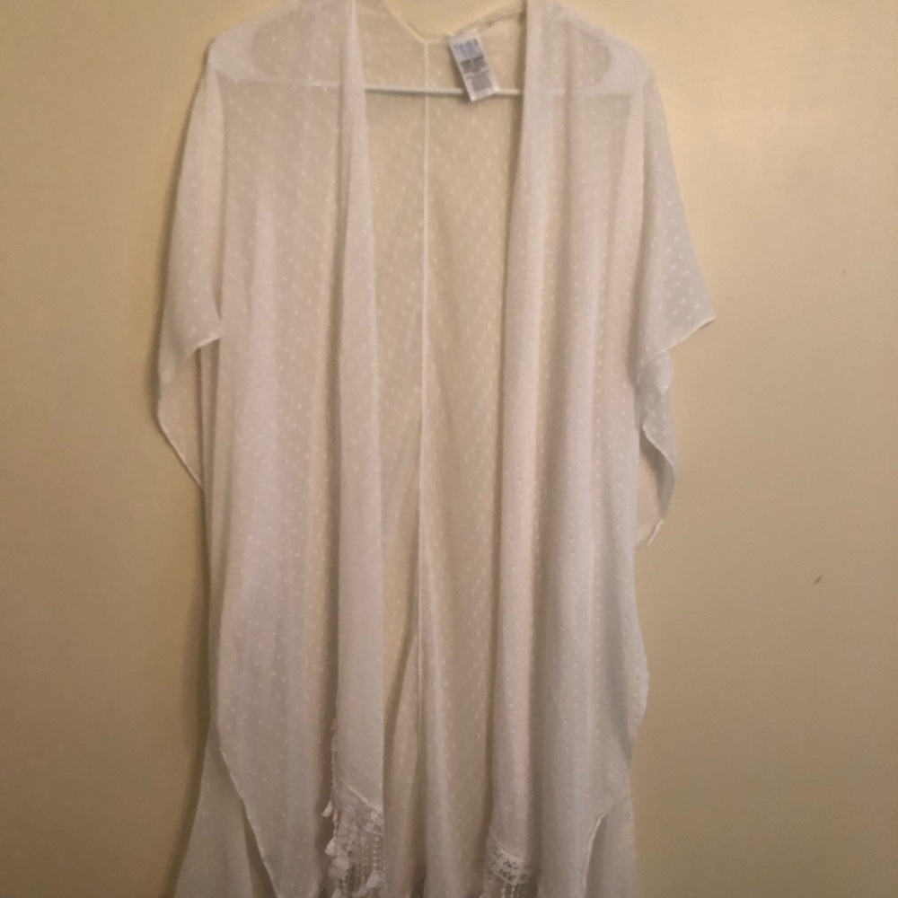 White Swiss dot swim cover up